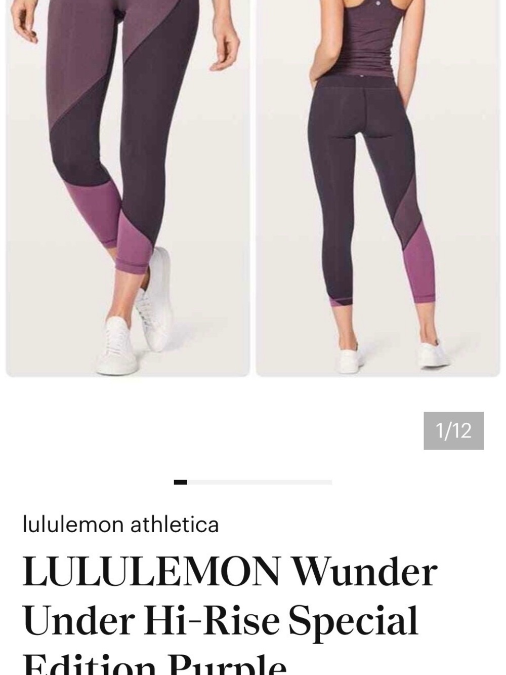 lululemon athletica Colorblocked Purple Hi-Rise Cropped Leggings